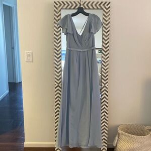 Size 4 David’s Bridal Chiffon Dusty Blue Bridesmaid Dress